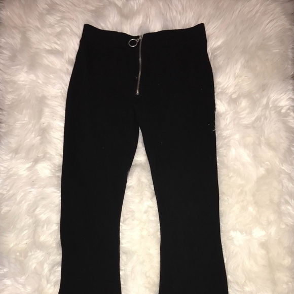 Black Flowy Pants with Circle Zipper - Picture 1 of 2